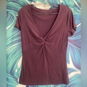 Aeropostale Women's Short Sleeve Plum Top